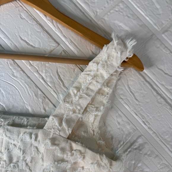 AVEC LES FILLES Crop Tank Top Off Small Elegant White Textured Women's Top - Picture 7 of 14